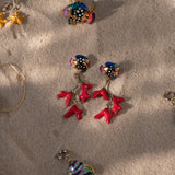 Coral and fish earrings