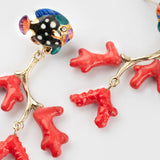 Coral and fish earrings