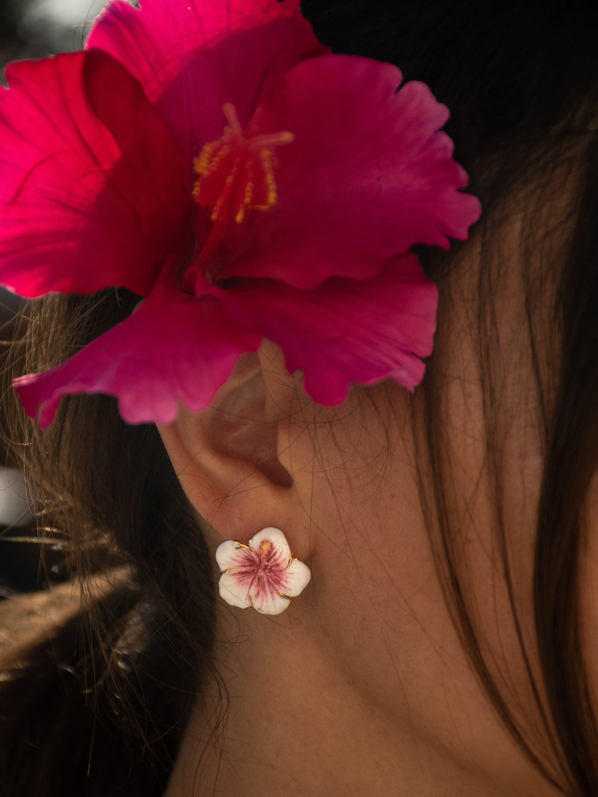 Boucles d'oreilles hibiscus