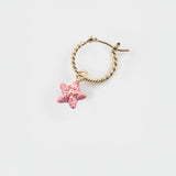 Mini pink starfish hoop earring - Sold individually