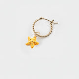 Mini yellow starfish hoop earring - Sold individually