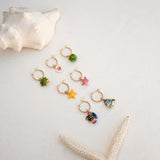 Mini yellow starfish hoop earring - Sold individually