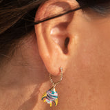 Mini rainbow fish hoop earrings - Sold individually