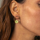 Boucles d'oreilles rondes fleur verte