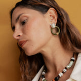 Boucles d'oreilles morsure du léopard blanc & doré