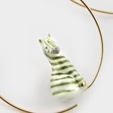 Green zebra earrings