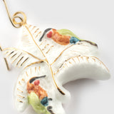Boucles d'oreilles guêpiers d'Afrique sur palmiers blancs & dorés