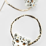 Boucles d'oreilles rondes léopard blanc