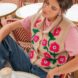 Sleeveless vest embroidered with anemones