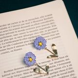 Purple anemone dangle earrings