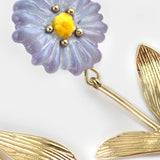 Purple anemone dangle earrings