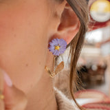 Purple anemone dangle earrings