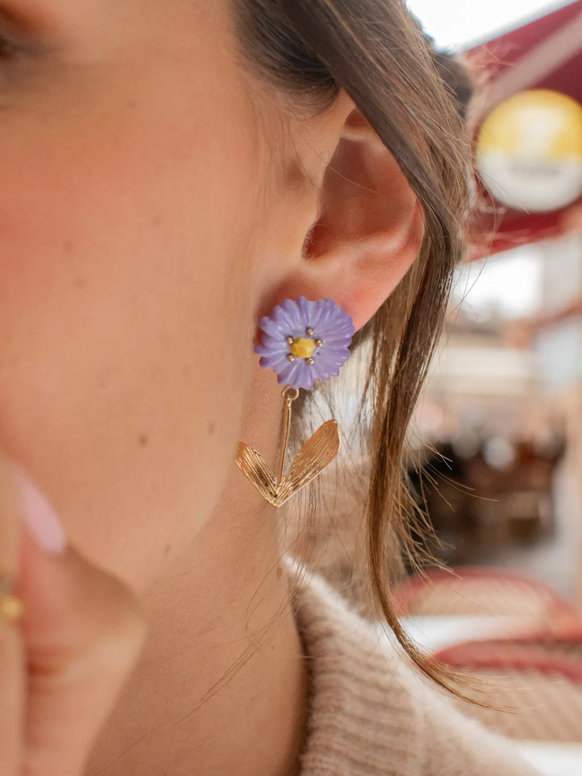 Blue anemone drop earrings