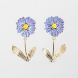 Purple anemone dangle earrings