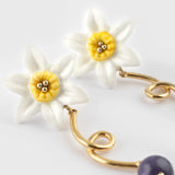 Boucles d'oreilles Jonquille et Goutte Violette