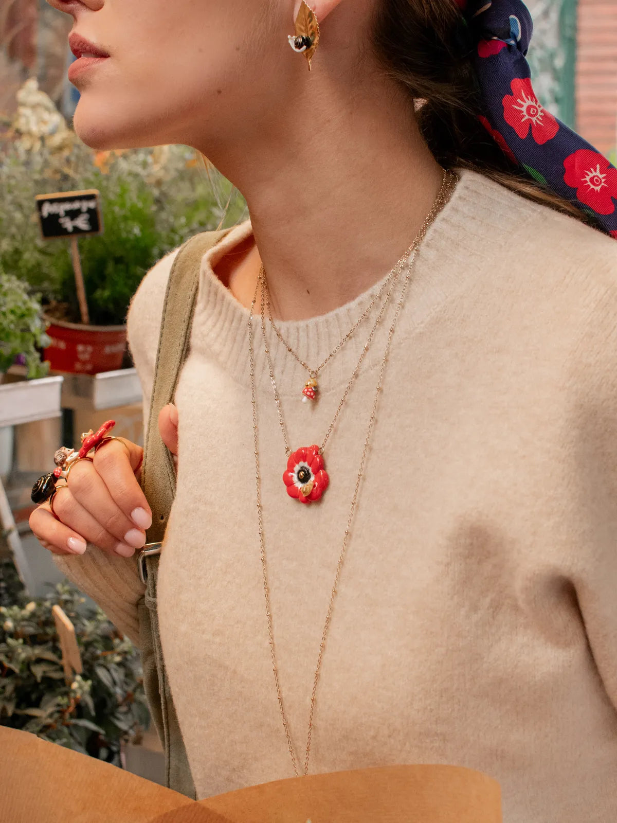 Collier escargot et champignon