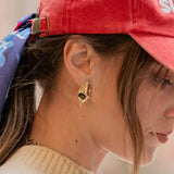 Hazelnut leaf and snail earrings
