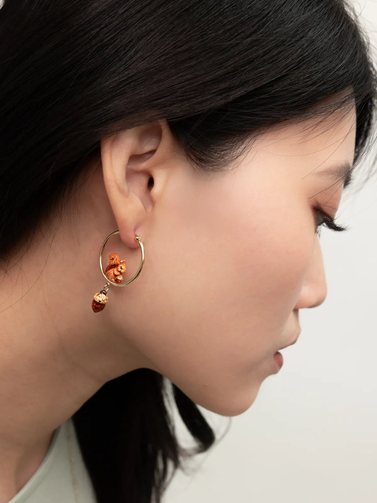 Créoles rondes écureuil et gland