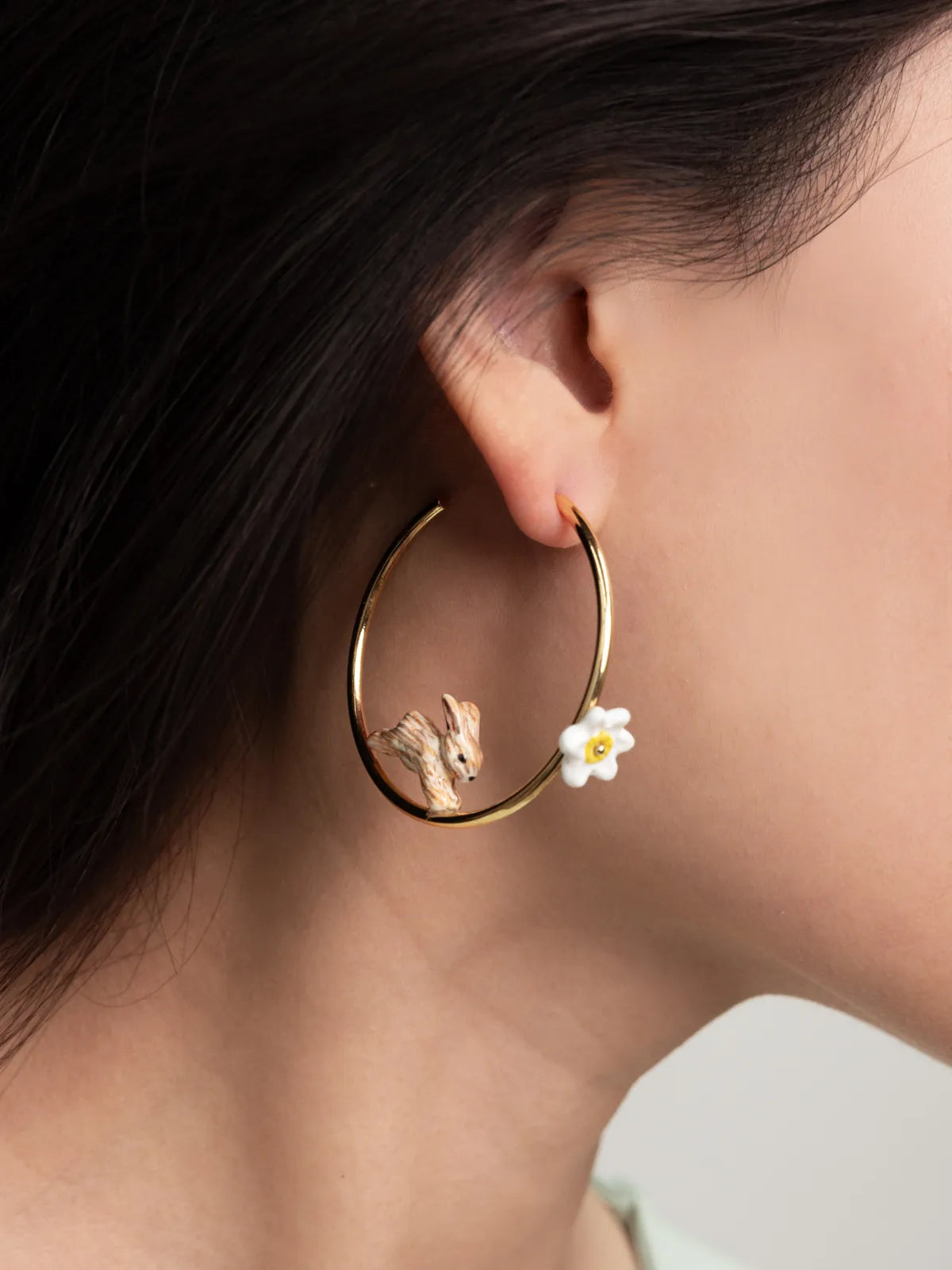 Créoles rondes lapin et jonquille