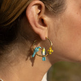 Boucles d'oreilles branches Oiseaux Amoureux et Jonquilles