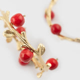 Red berry branch earrings