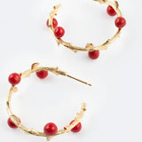 Red berry branch earrings