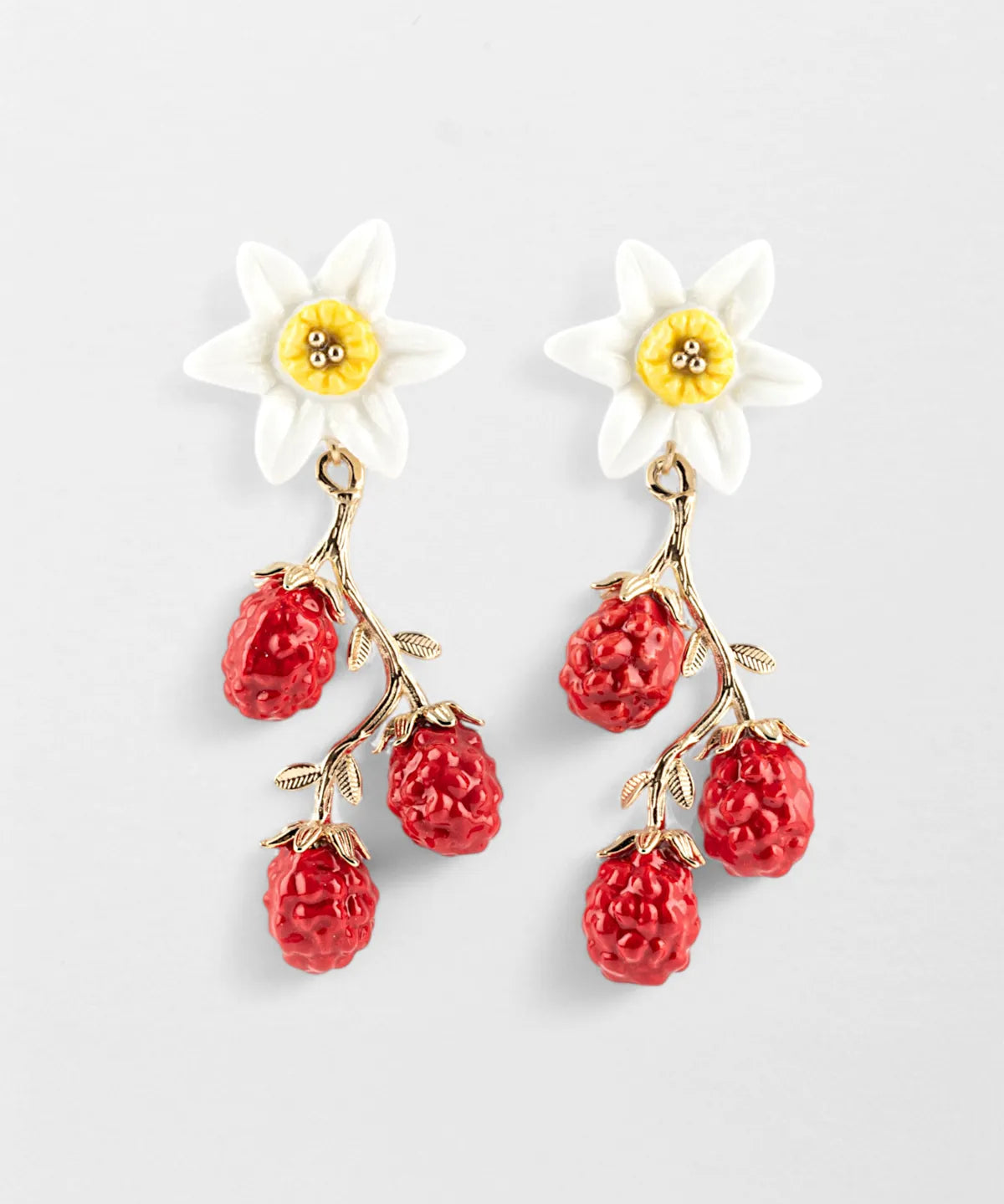 Boucles d'Oreilles Pendantes Jonquille & Baies