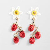 Boucles d'Oreilles Pendantes Jonquille & Baies