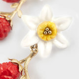 Boucles d'Oreilles Pendantes Jonquille & Baies