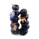 Mini purple anemone flower hoop earring