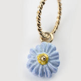 Mini purple anemone flower hoop earring