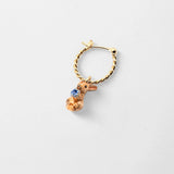 Mini brown rabbit hoop earring - Sold individually