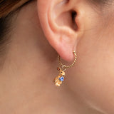 Mini brown rabbit hoop earring - Sold individually