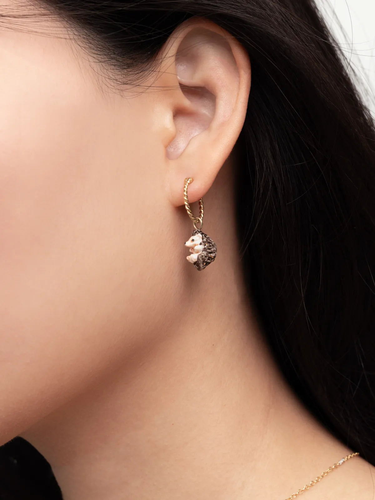 Mini hedgehog hoop earring - Sold individually