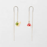 Long mushroom and snail earrings