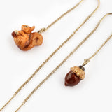 Long squirrel and acorn earrings
