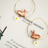 Large doe and daffodil hoop earrings
