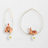 Large doe and daffodil hoop earrings