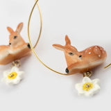 Large doe and daffodil hoop earrings