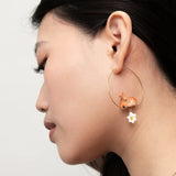 Large doe and daffodil hoop earrings