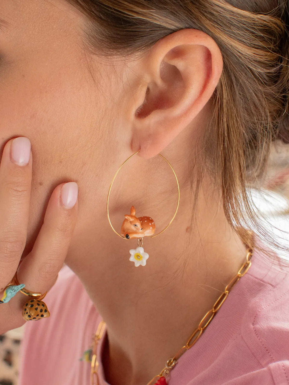 Grandes créoles biche et jonquille