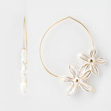 Grandes créoles fleurs d'Erine blanche