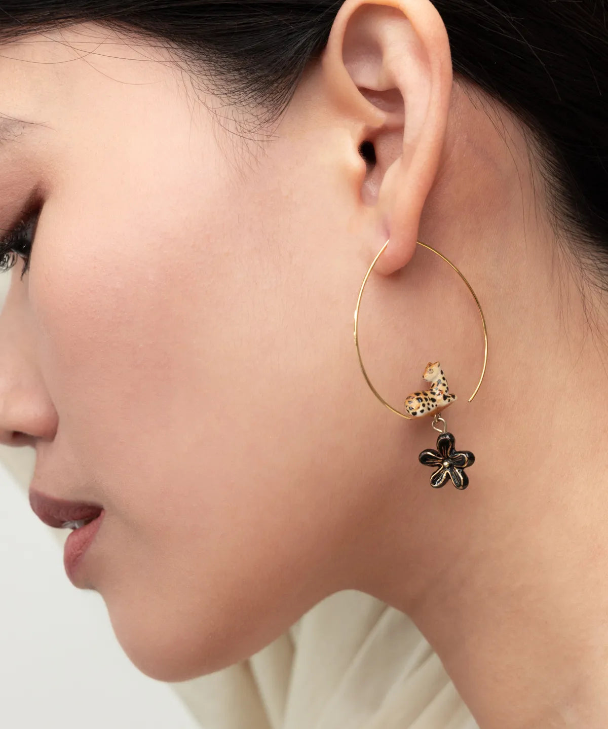 Petites créoles léopard et fleur d'Erine