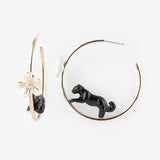 Créoles rondes panthère et fleur