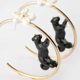 Créoles rondes panthère et fleur