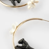 Créoles rondes panthère et fleur