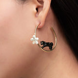 Créoles rondes panthère et fleur