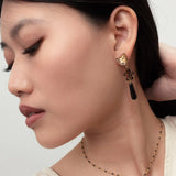 Boucles d'oreilles pendantes léopard et fleur d'Erine