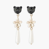 Panther and Erine flower drop earrings