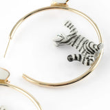 Round tabby cat and butterfly hoop earrings